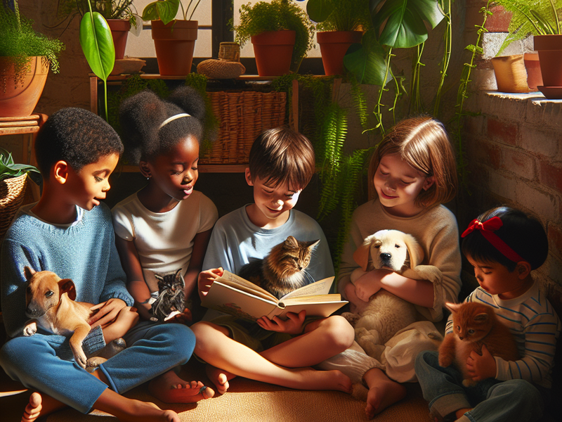 Children reading to pets