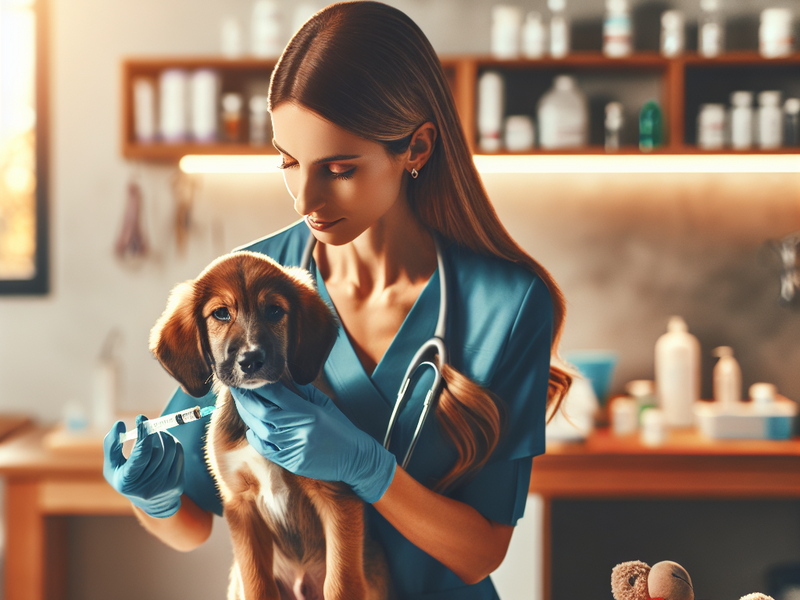 Veterinarian administering a vaccine